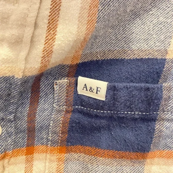 Abercrombie Kids Youth Boys‎ Plaid Flannel Blue & Beige Size 15-16 - Picture 4 of 5